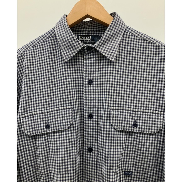 Vintage Polo Ralph Lauren Shirt Mens Large Blue White Gingham‎ GI Cotton 2000s - Picture 2 of 9